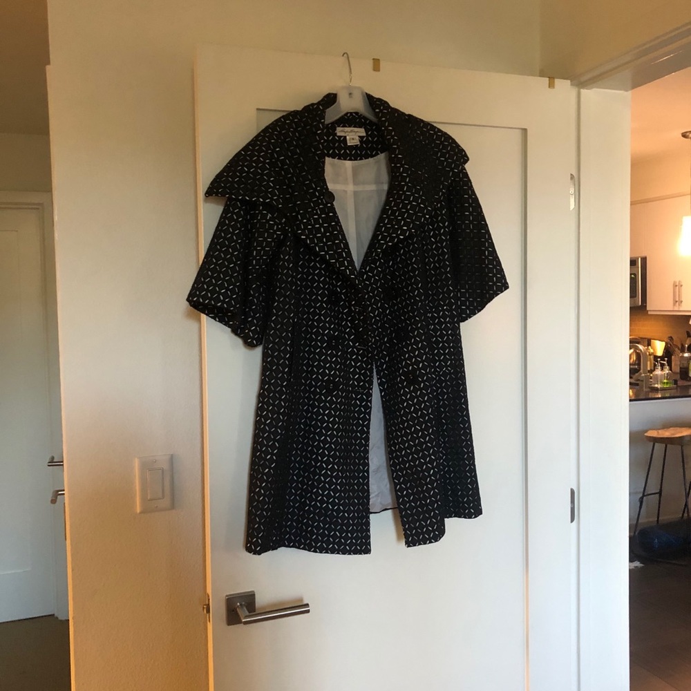 Navy Embroidered Eyelet pea coat - Picture 7 of 8